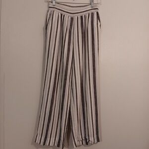 Land n Sea Striped Wide Leg Lounge Pants Smocked Waist Casual Comfy